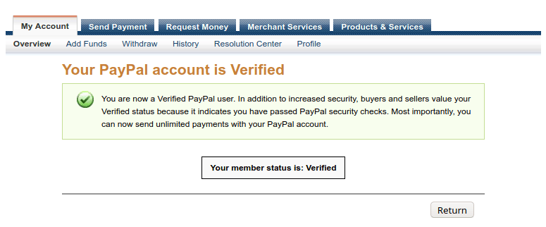 PayPal verified
