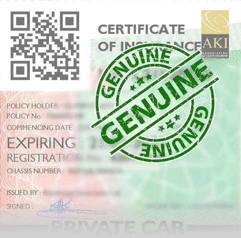 Genuine Insurance Certificate