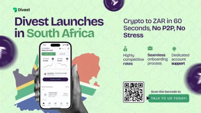 Divest Launches In South Africa - Crypto To Cash In 60 Seconds, No P2P, No Stress