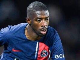 Ousmane Dembele playing football for PSG