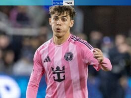 Noah Allen playing football for MLS team Inter Miami
