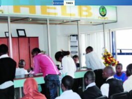 University students accessing HELB services. The Standard